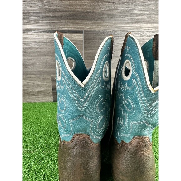 Ariat Youth Fatbaby Leather Boots, Distressed Brown Turquoise size 4 - Picture 5 of 10